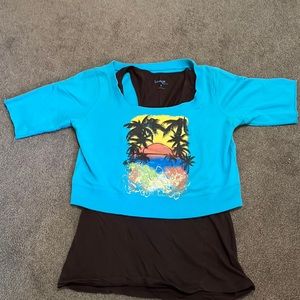 Cropped sweater shirt with tank top